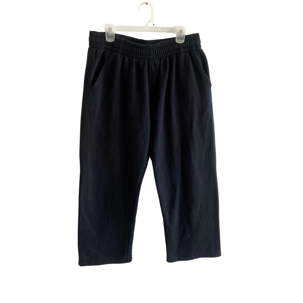 FSBN New Yorker Mens Black Fleece Sweatpants Size L Elastic Waist Pockets Jogger